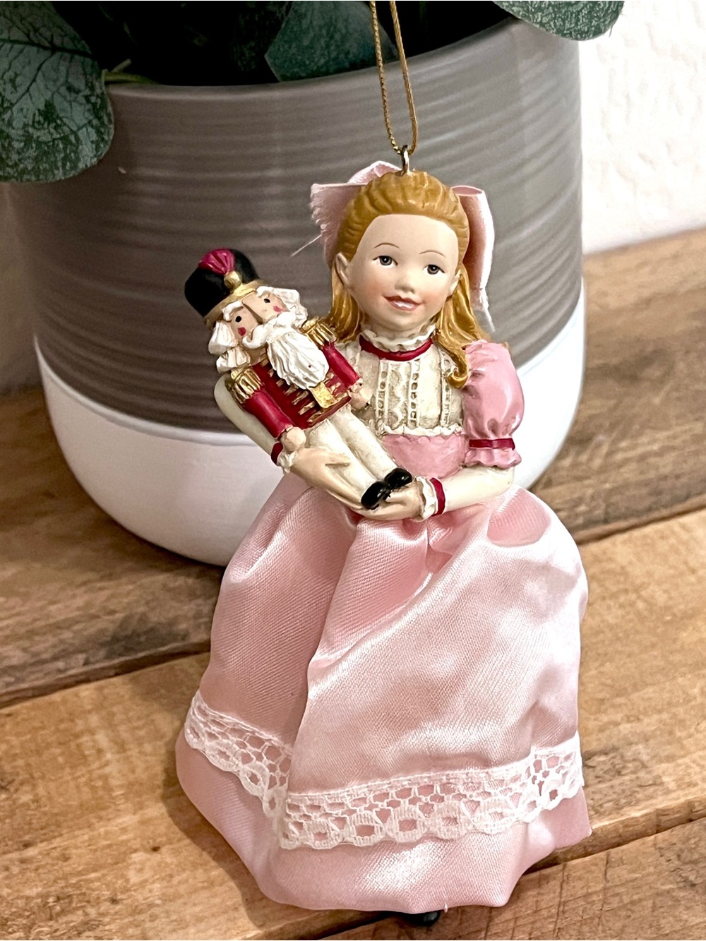 Kurt Adler Clara & Nutcracker Christmas Ornament Pink Satin Lace Trim